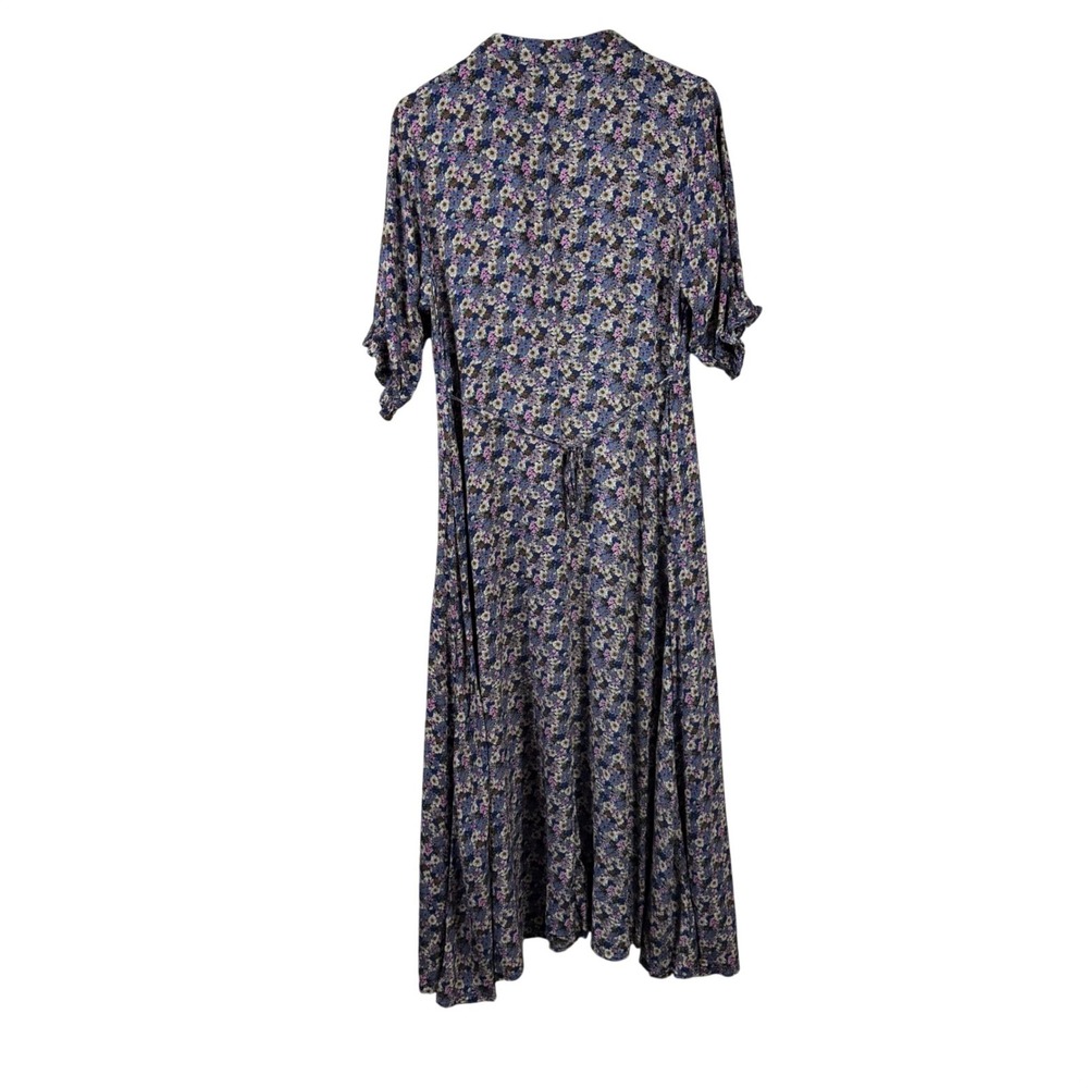 Natural Life Floral Maxi Dress Womens Large Button Front Smocked Sleeve Boho L - Picture 7 of 13